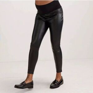 Hatch The Vegan Stretch Leather Maternity Leggings Pants Women’s Small Black New
